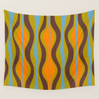 Retro Hourglass Abstract Eclectic Pattern in Brown Chartreuse Blue Orange Wall Tapestry Gallery Image 4