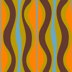Retro Hourglass Abstract Eclectic Pattern in Brown Chartreuse Blue Orange Coffee Mug Gallery Image 2