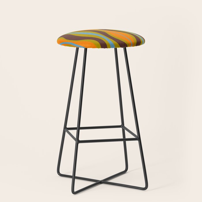 Retro Hourglass Abstract Eclectic Pattern in Brown Chartreuse Blue Orange Stool Gallery Image 1