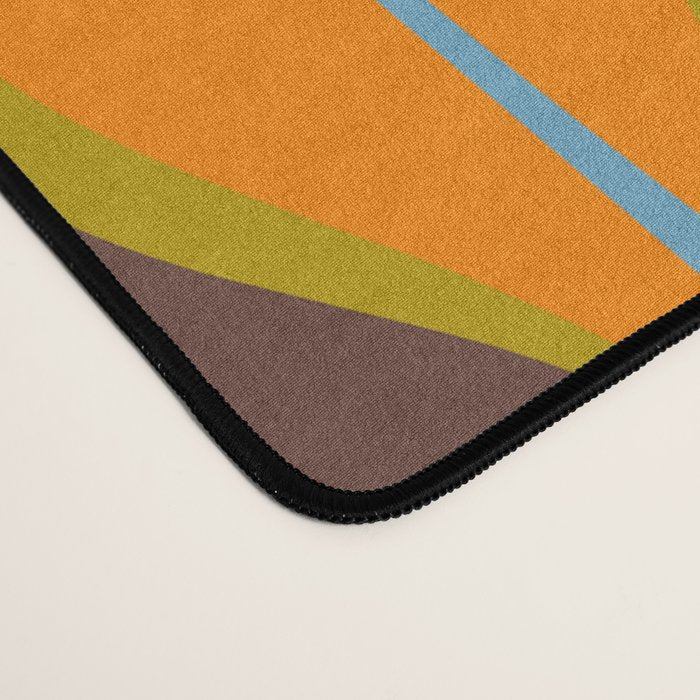 Retro Hourglass Abstract Eclectic Pattern in Brown Chartreuse Blue Orange Desk Mat Gallery Image 4