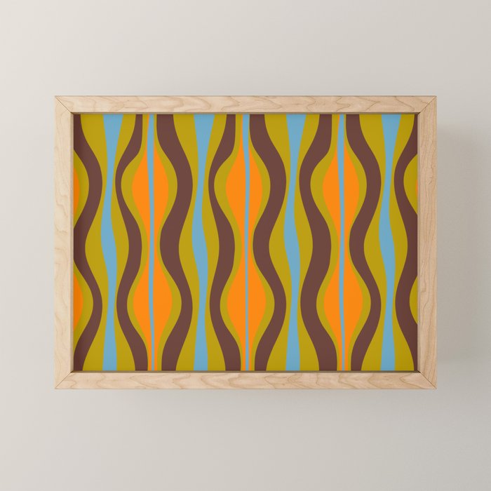 Retro Hourglass Abstract Eclectic Pattern in Brown Chartreuse Blue Orange Mini Art Print Gallery Image 1