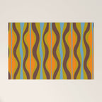 Retro Hourglass Abstract Eclectic Pattern in Brown Chartreuse Blue Orange Welcome Mat Gallery Image 1