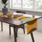 Retro Hourglass Abstract Eclectic Pattern in Brown Chartreuse Blue Orange Table Runner Gallery Image 2