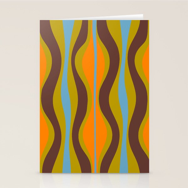 Retro Hourglass Abstract Eclectic Pattern in Brown Chartreuse Blue Orange Stationery Card Gallery Image 1