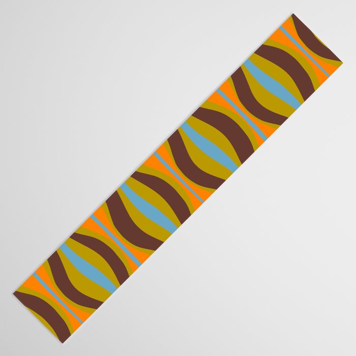 Retro Hourglass Abstract Eclectic Pattern in Brown Chartreuse Blue Orange Table Runner Gallery Image 3