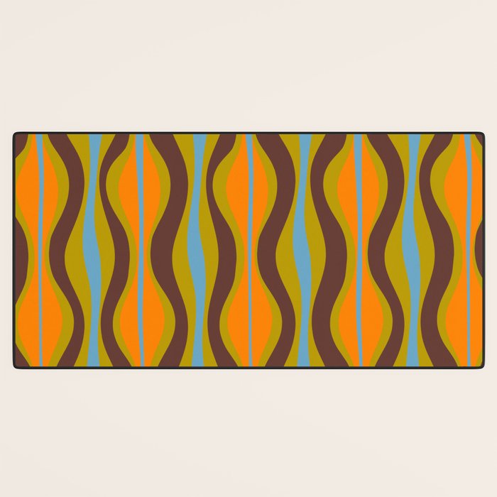 Retro Hourglass Abstract Eclectic Pattern in Brown Chartreuse Blue Orange Desk Mat Gallery Image 3