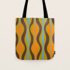 Retro Hourglass Abstract Eclectic Pattern in Brown Chartreuse Blue Orange Tote Bag Gallery Image 1