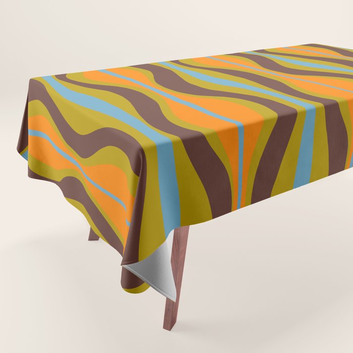 Retro Hourglass Abstract Eclectic Pattern in Brown Chartreuse Blue Orange Tablecloth Gallery Image 1