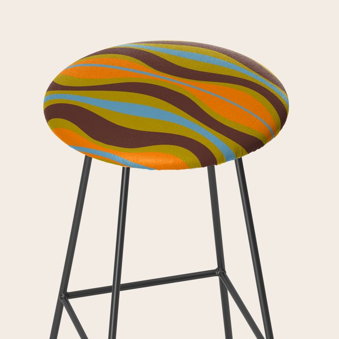 Retro Hourglass Abstract Eclectic Pattern in Brown Chartreuse Blue Orange Stool Gallery Image 2