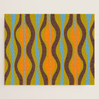 Retro Hourglass Abstract Eclectic Pattern in Brown Chartreuse Blue Orange Jigsaw Puzzle Gallery Image 1