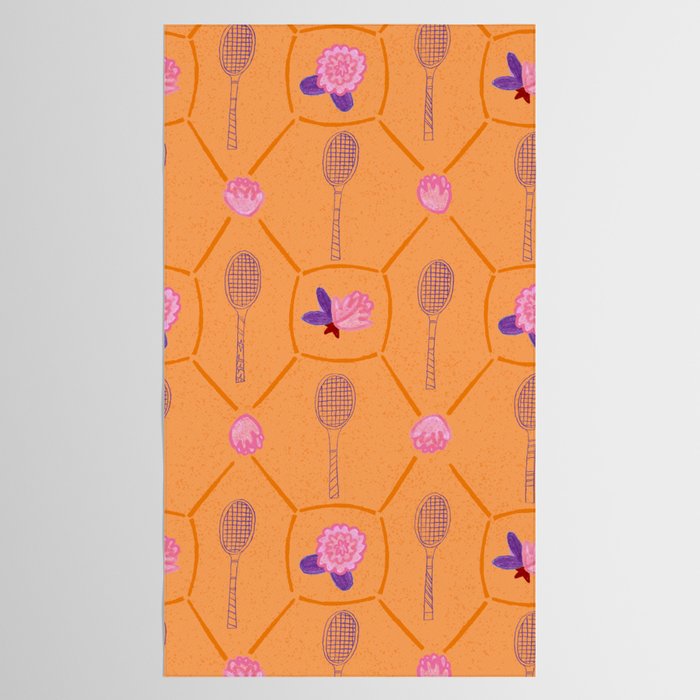 Tennis Rackets & Roses in Peach & Orange Tablecloth Gallery Image 2