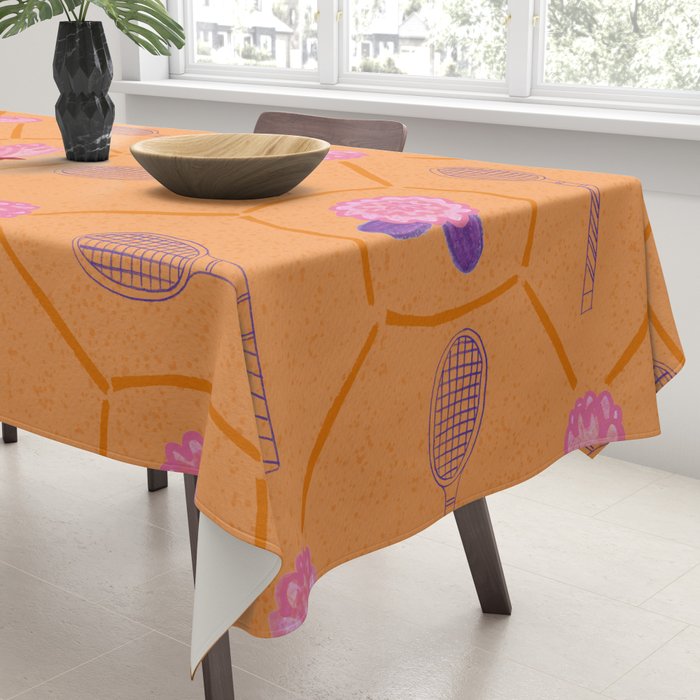 Tennis Rackets & Roses in Peach & Orange Tablecloth Gallery Image 3