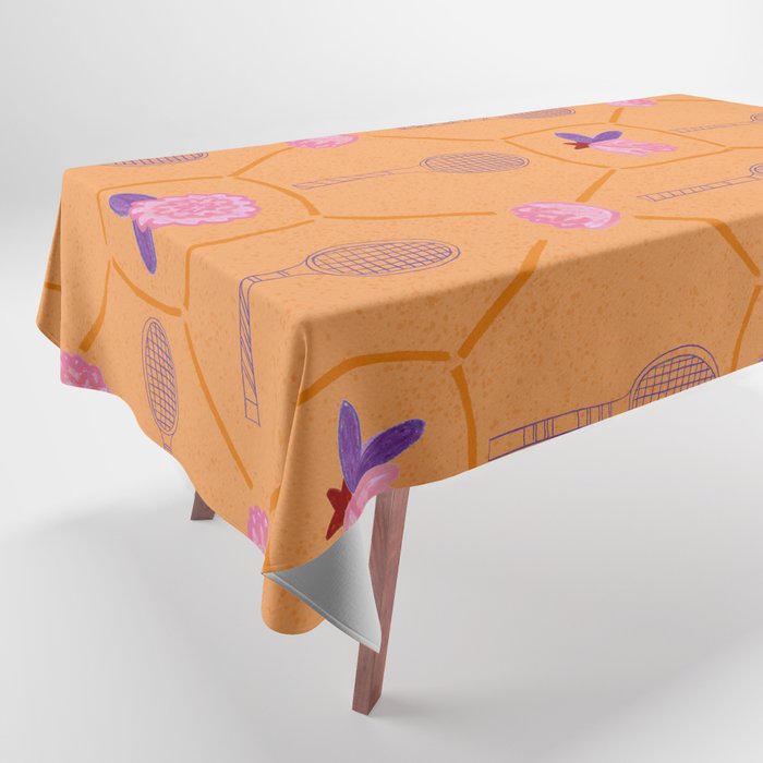 Tennis Rackets & Roses in Peach & Orange Tablecloth Gallery Image 1