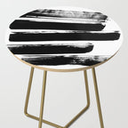 Stripes Black & White Minimalist Abstract Mid century Ink Art Dark Brush Strokes Side Table Gallery Image 2