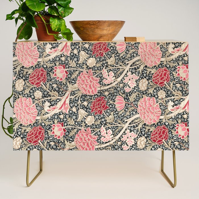 Vintage William Morris Cray Pink Floral Credenza Gallery Image 1