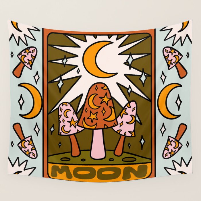 18. Moon Tarot Mushroom Wall Tapestry Gallery Image 4