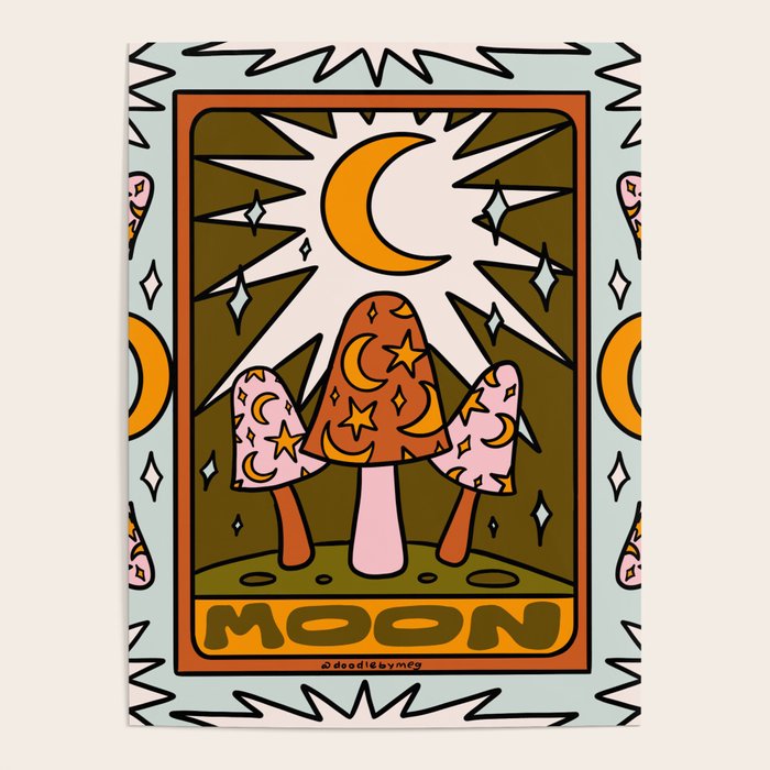 18. Moon Tarot Mushroom Poster Gallery Image 1