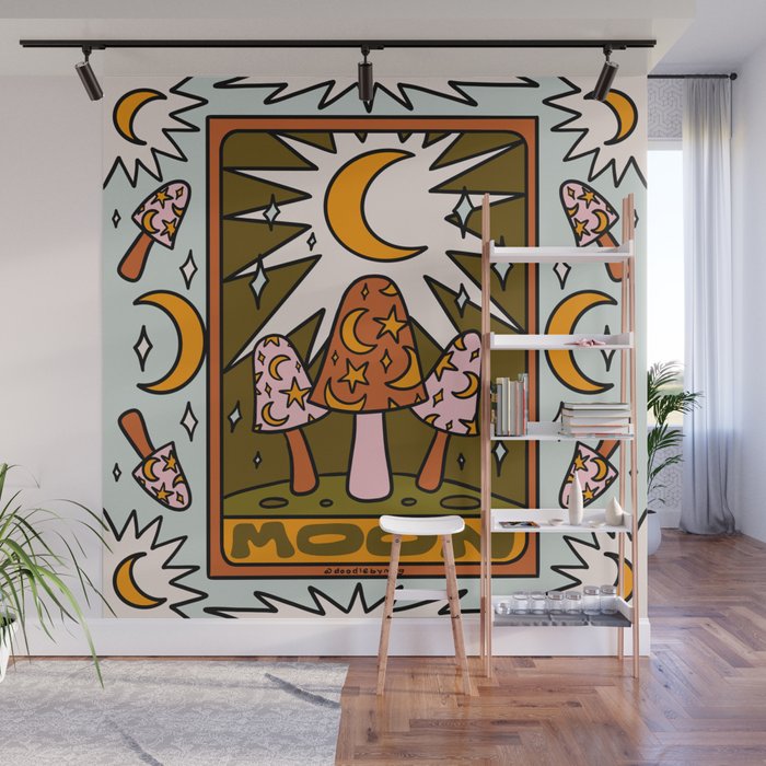 18. Moon Tarot Mushroom Wall Mural Gallery Image 1