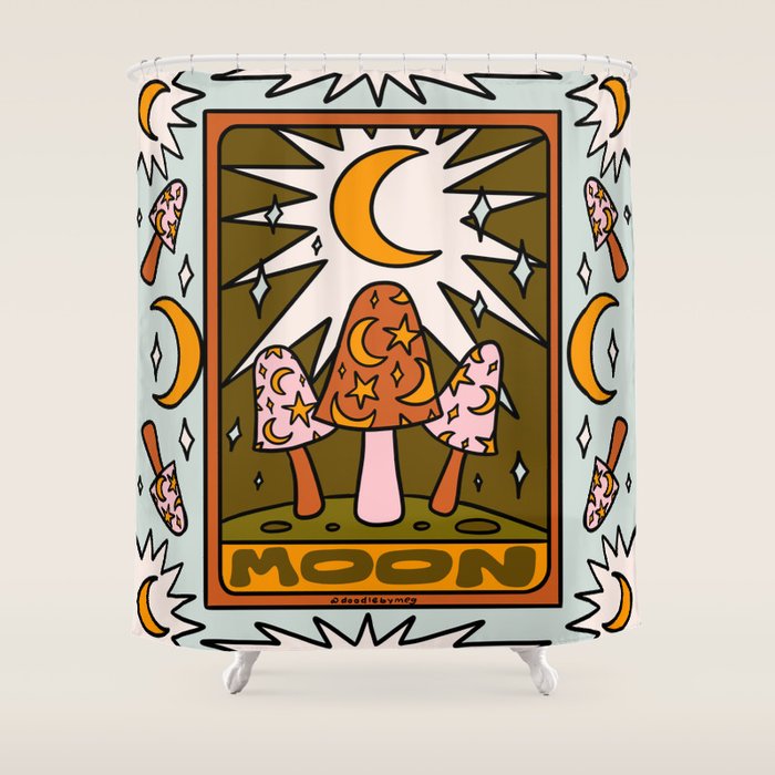 18. Moon Tarot Mushroom Shower Curtain Gallery Image 1