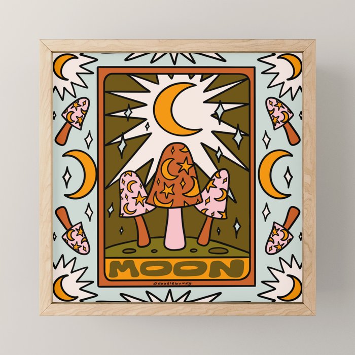 18. Moon Tarot Mushroom Mini Art Print Gallery Image 1