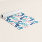 Be like a cat // white background pastel pink blue aqua and teal cat silhouettes with affirmations Yoga Mat Gallery Image 2