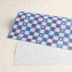 Strawberry Checkerboard - Blue And Pink Wrapping Paper Gallery Image 2