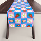 Strawberry Checkerboard - Blue And Pink Table Runner Gallery Image 1