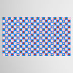 Strawberry Checkerboard - Blue And Pink Tablecloth Gallery Image 2