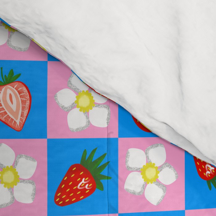 Strawberry Checkerboard - Blue And Pink Comforter Gallery Image 4