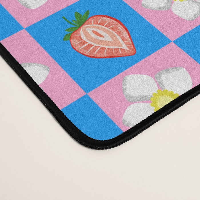 Strawberry Checkerboard - Blue And Pink Desk Mat Gallery Image 4