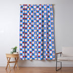 Strawberry Checkerboard - Blue And Pink Window Curtain Gallery Image 5