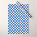 Strawberry Checkerboard - Blue And Pink Wrapping Paper Gallery Image 1