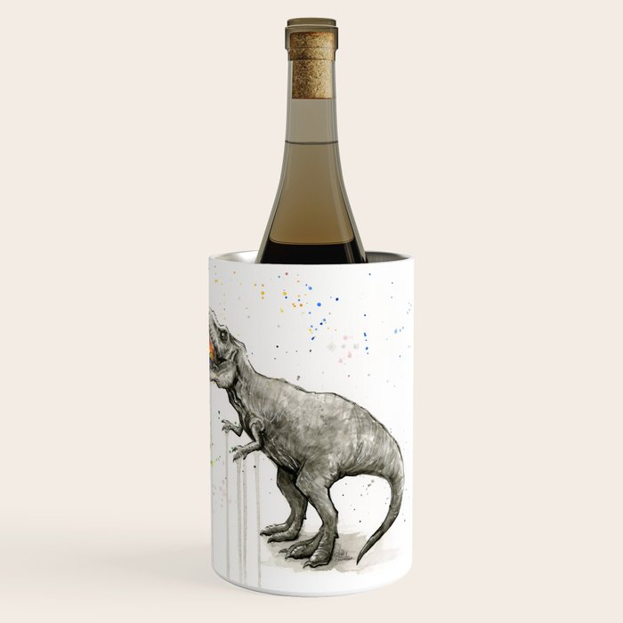 T-Rex Dinosaur Vomits Rainbow Wine Chiller Gallery Image 3