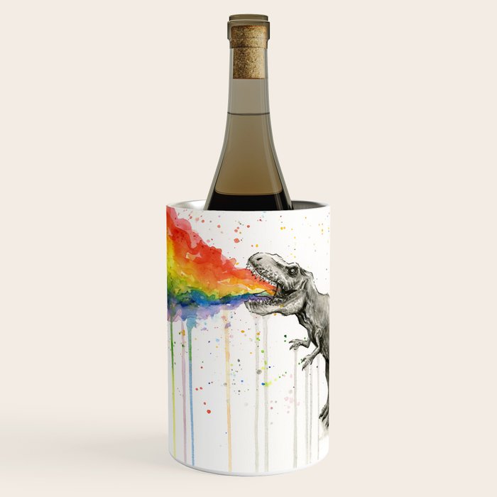 T-Rex Dinosaur Vomits Rainbow Wine Chiller Gallery Image 1