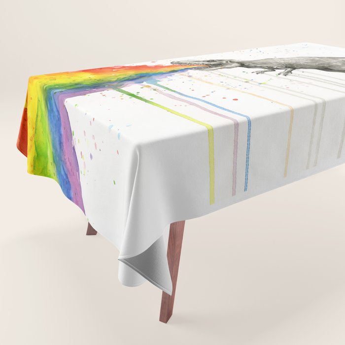 T-Rex Dinosaur Vomits Rainbow Tablecloth Gallery Image 1