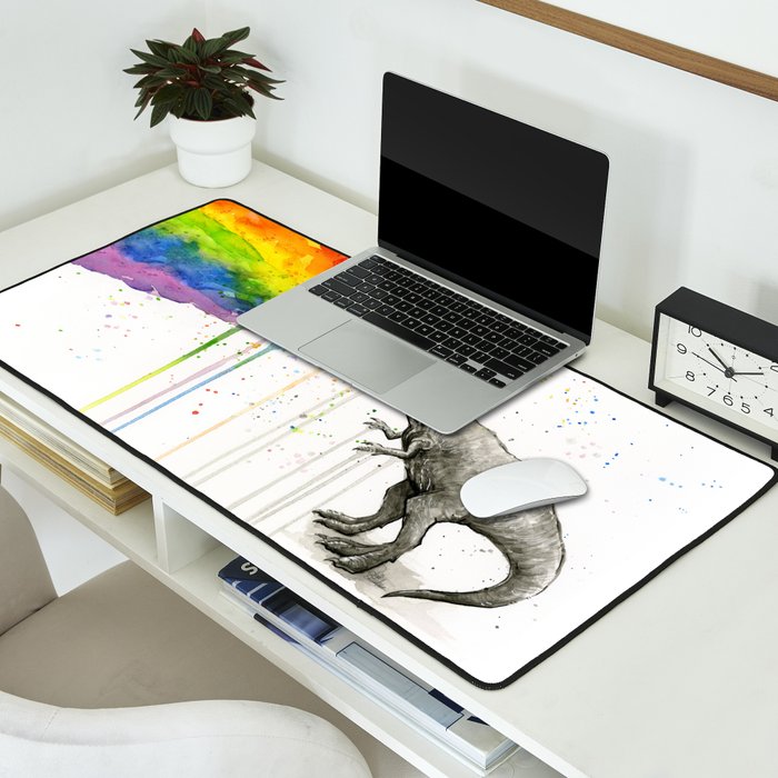 T-Rex Dinosaur Vomits Rainbow Desk Mat Gallery Image 2