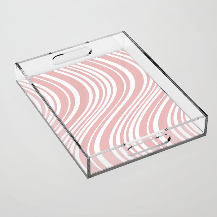 Wavy Stripes XXIX - Blush Pink Acrylic Tray Gallery Image 1
