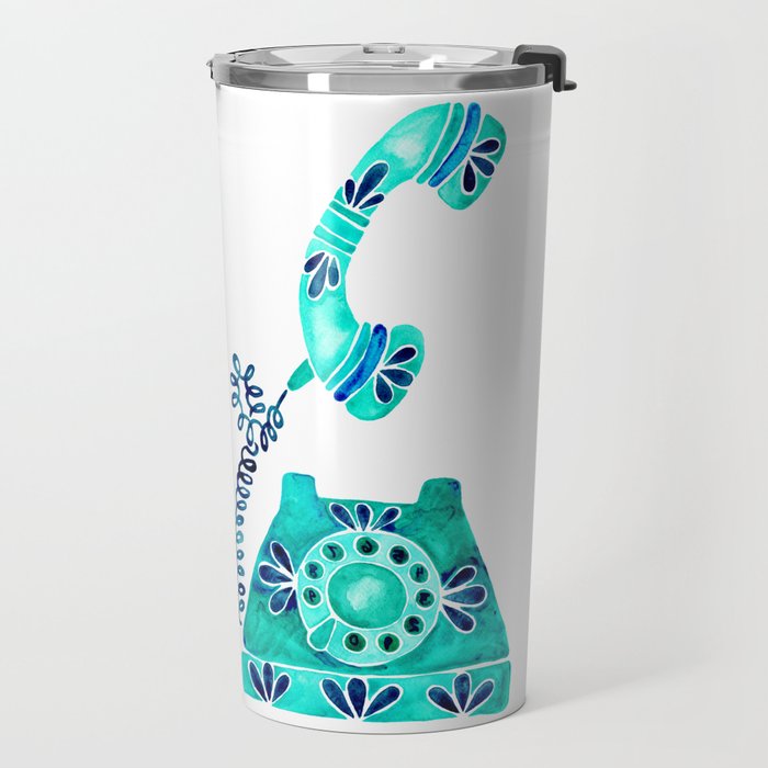 Vintage Rotary Phone - Turquoise Palette Travel Mug Gallery Image 2