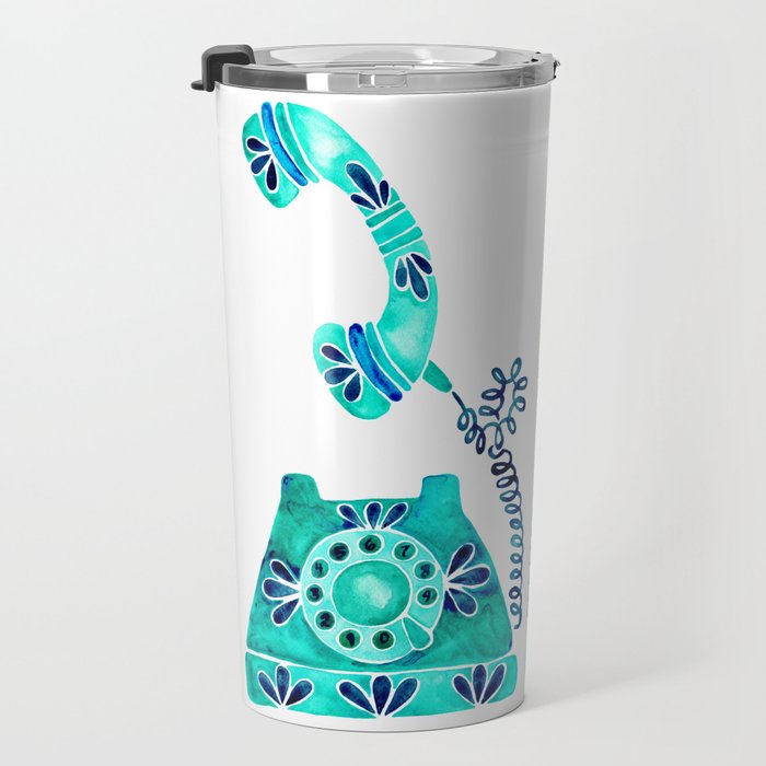 Vintage Rotary Phone - Turquoise Palette Travel Mug Gallery Image 3