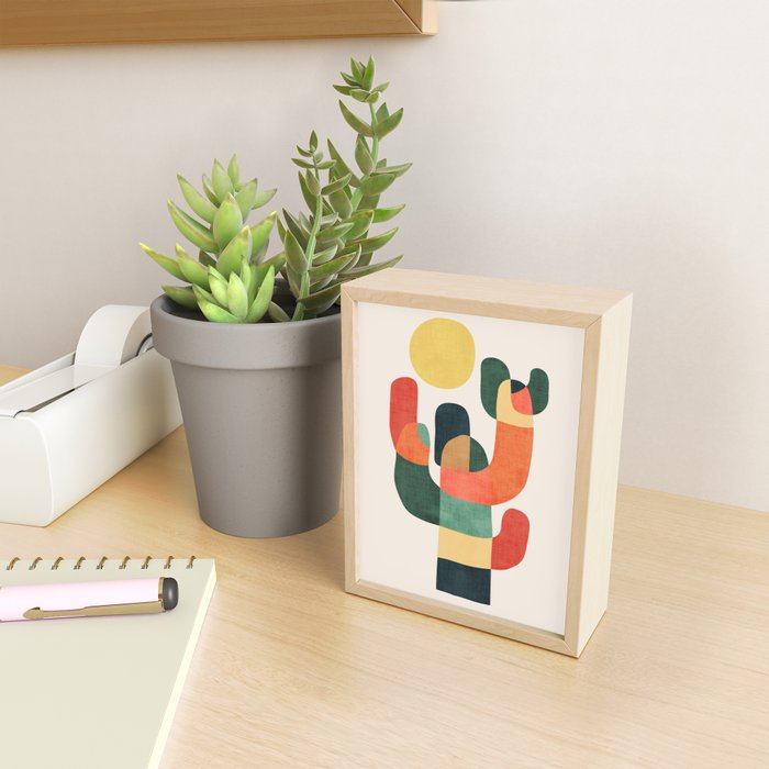 Cactus in the desert Mini Art Print Gallery Image 2
