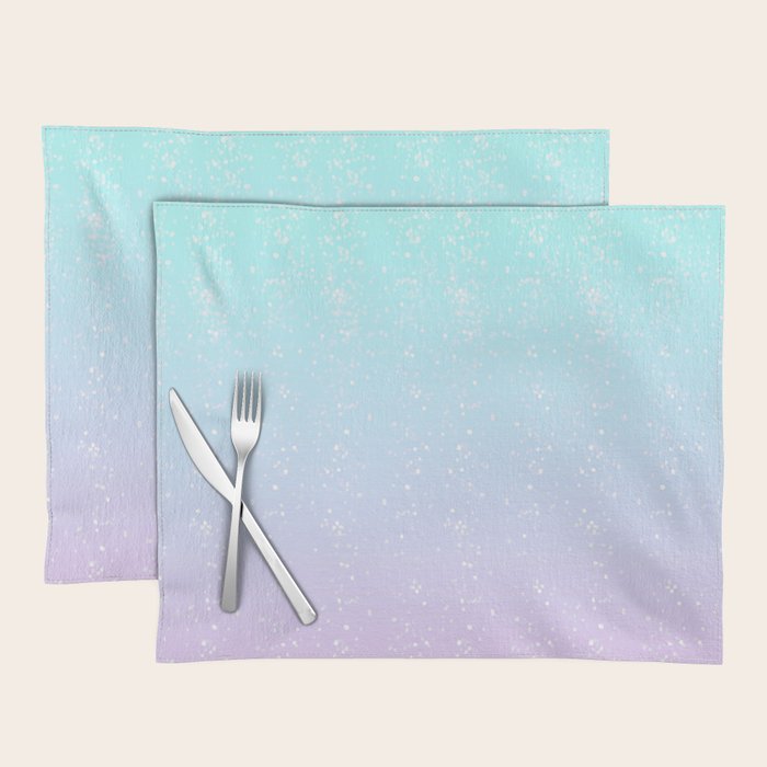 turquoise and lavender pastel bokeh effect ombre gradient Placemat Gallery Image 1