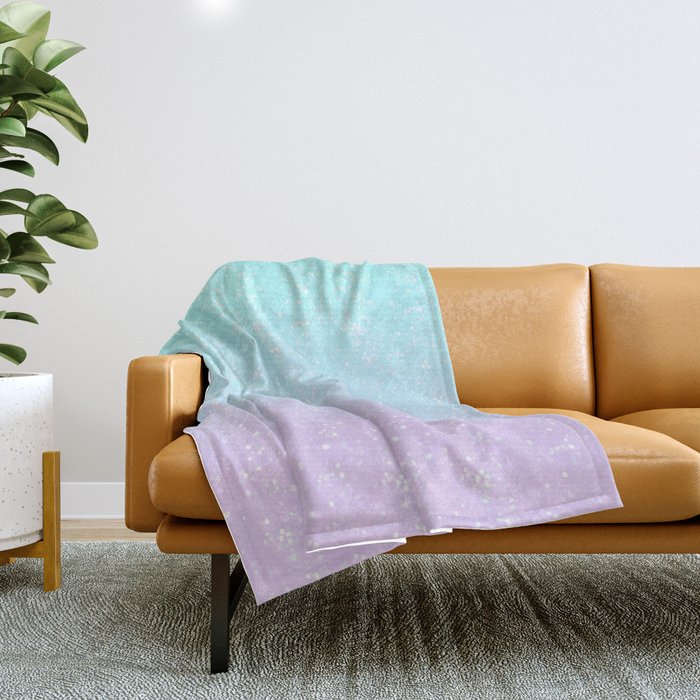turquoise and lavender pastel bokeh effect ombre gradient Throw Blanket Gallery Image 1