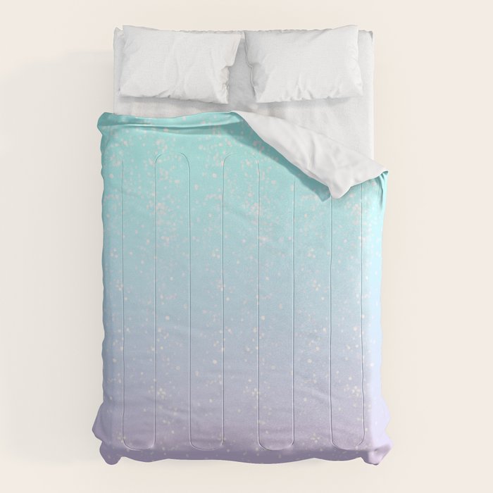 turquoise and lavender pastel bokeh effect ombre gradient Comforter Gallery Image 1