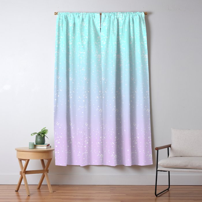 turquoise and lavender pastel bokeh effect ombre gradient Window Curtain Gallery Image 5