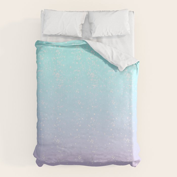 turquoise and lavender pastel bokeh effect ombre gradient Duvet Cover Gallery Image 1