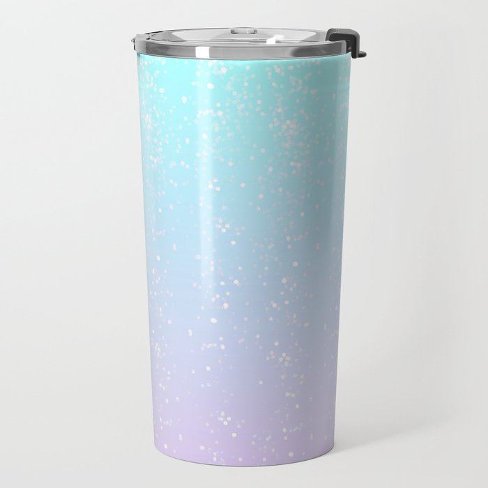 turquoise and lavender pastel bokeh effect ombre gradient Travel Mug Gallery Image 2
