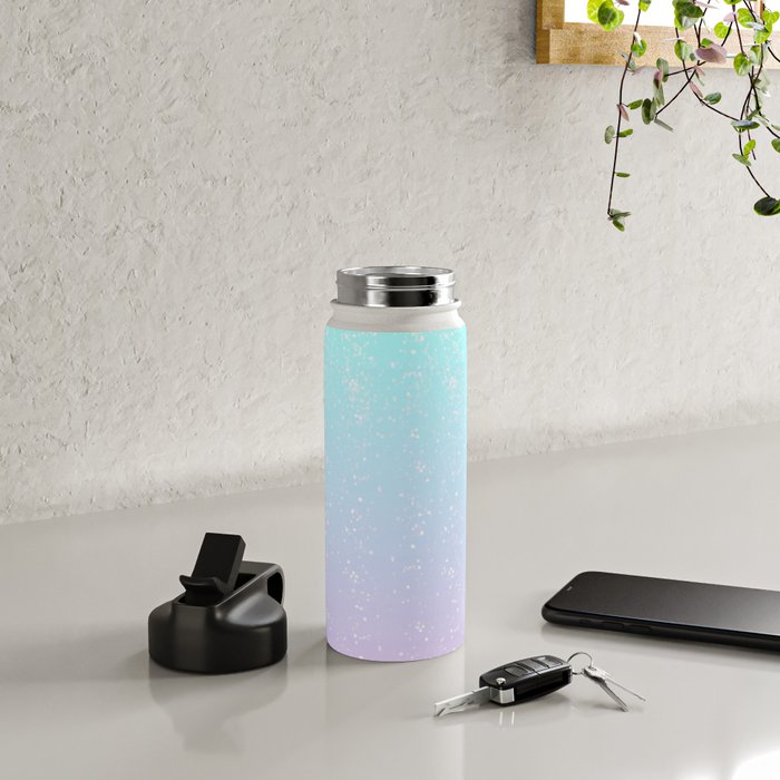 turquoise and lavender pastel bokeh effect ombre gradient Water Bottle Gallery Image 4