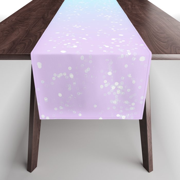 turquoise and lavender pastel bokeh effect ombre gradient Table Runner Gallery Image 1