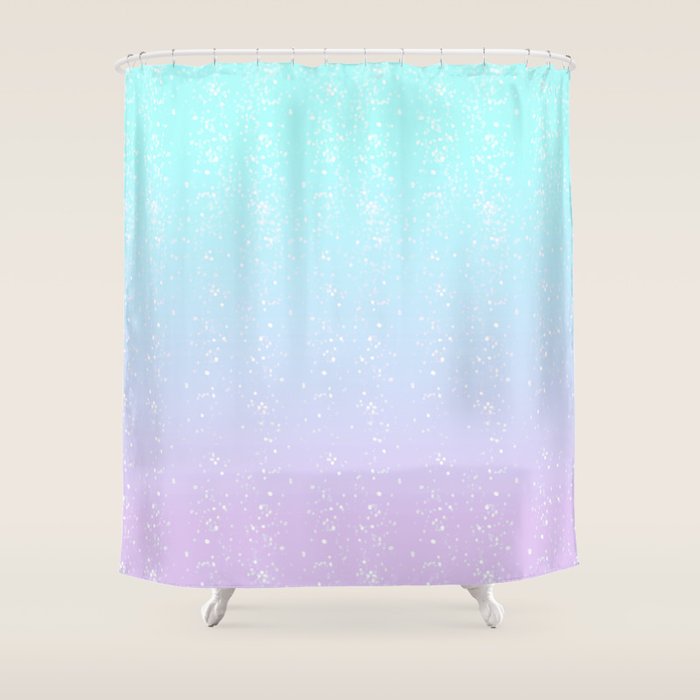 turquoise and lavender pastel bokeh effect ombre gradient Shower Curtain Gallery Image 1