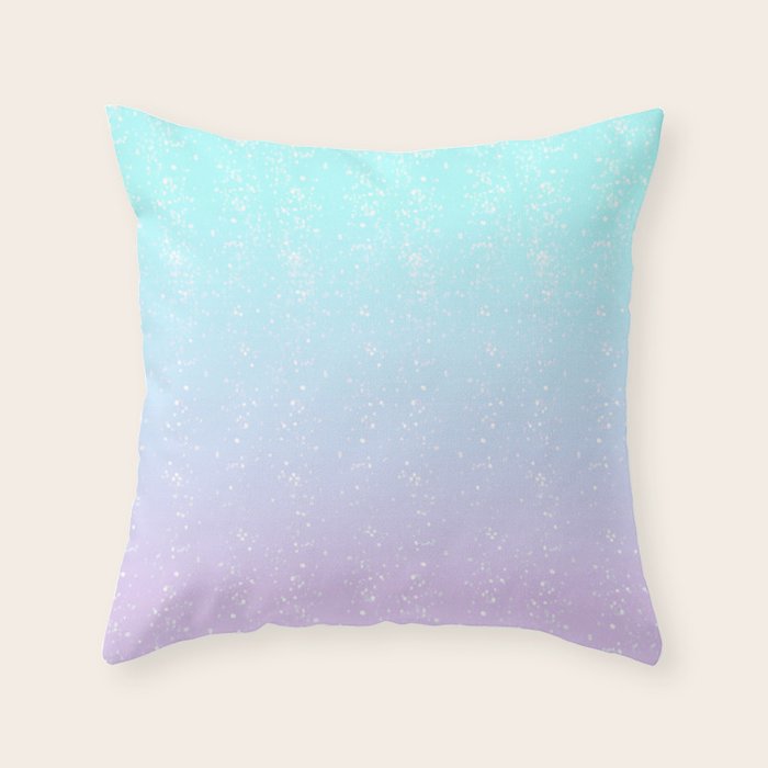 turquoise and lavender pastel bokeh effect ombre gradient Throw Pillow Gallery Image 6